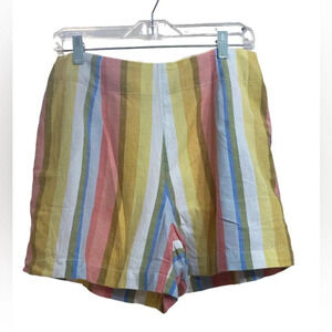 BillaBong|| Walk it off Linen high waisted shorts with stripes and pockets.